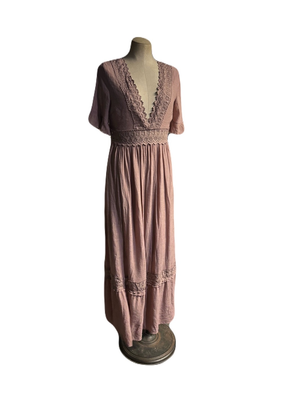 Wishlist Mauve Lace-Trim Maxi Dress